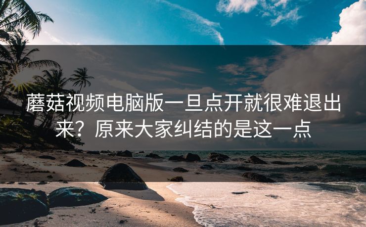蘑菇视频电脑版一旦点开就很难退出来？原来大家纠结的是这一点
