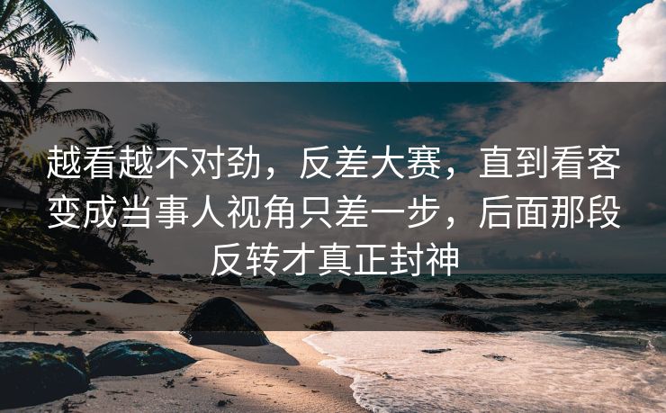 越看越不对劲，反差大赛，直到看客变成当事人视角只差一步，后面那段反转才真正封神