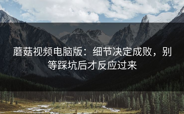 蘑菇视频电脑版：细节决定成败，别等踩坑后才反应过来