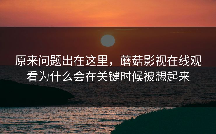 原来问题出在这里,蘑菇影视在线观看为什么会在关键时候被想起来 原来问题出在这里,蘑菇影视在线观看为什么会在关键时候被想起来